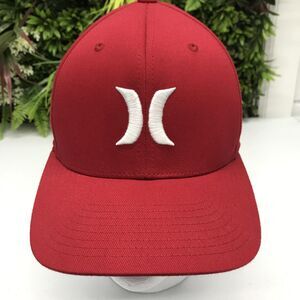 Yupoong Flexfit Hat Cap Fitted Mens L-XL Red Hurley Logo Stretch Twill Baseball